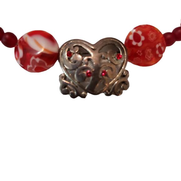 Millefiori Red Glass & Water Pearls Beaded Necklace and Bracelet Set Little Girl - Picture 3 of 5